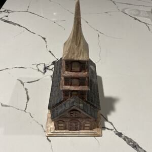 Vintage Byron Molds 1979 Ceramic Town Church Christmas Village Collectible